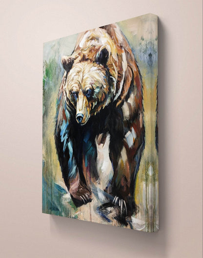 Heinz Acrylbild Wandbild Grizzly Bär Acryl auf Leinwand (110 x 89 cm)