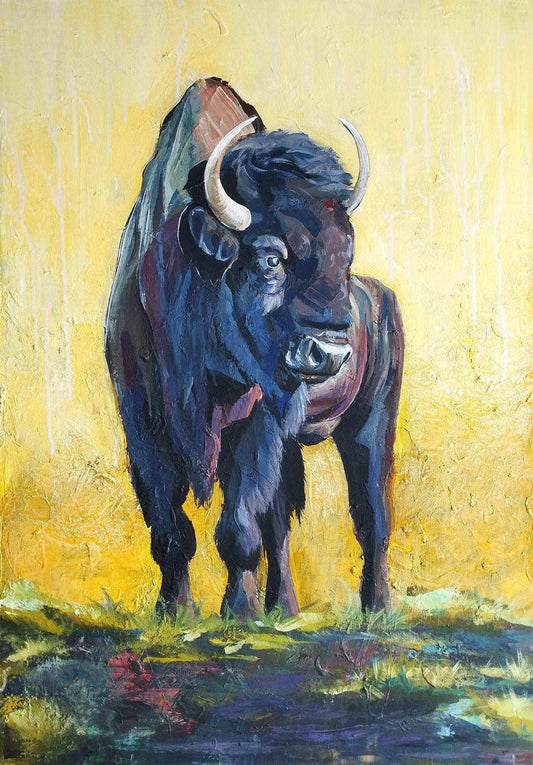 Gemälde Bison – handgemaltes Original Acrylbild (100 x 70 cm)