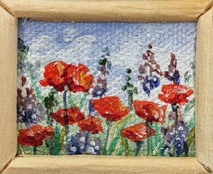 Heinz Acrylbild Miniatur-Gemälde Blumenwiese