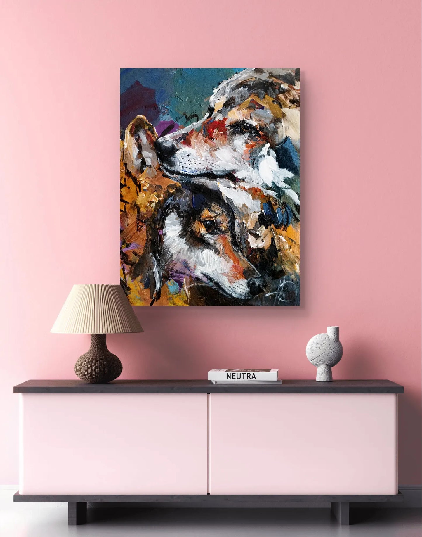 Gemälde Wölfe Treue Gefährten – handgemaltes Original Acrylbild (40 x 30 cm)