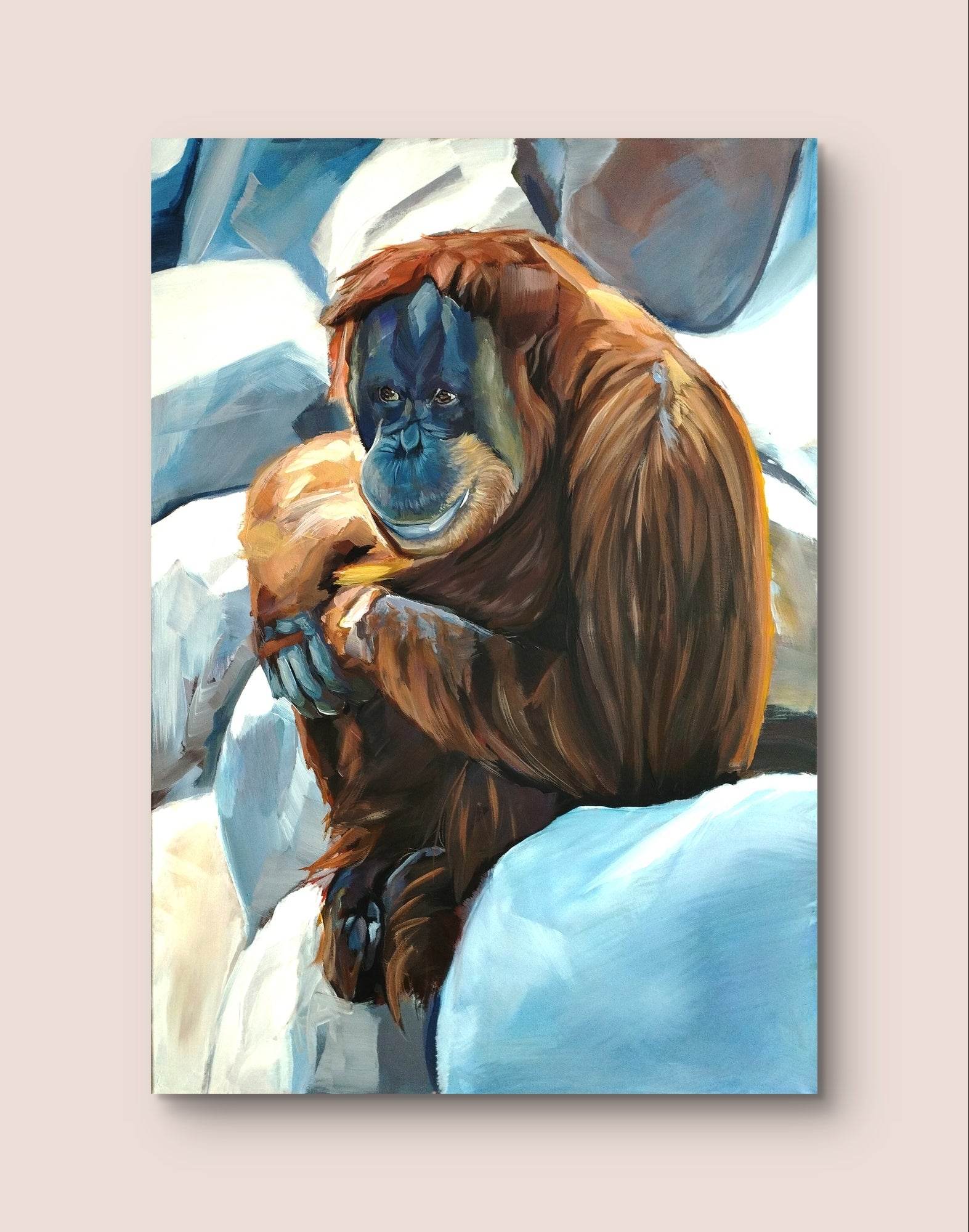 Heinz Acrylbild Wandbild Utan Acryl auf Leinwand (100 x 70 cm)