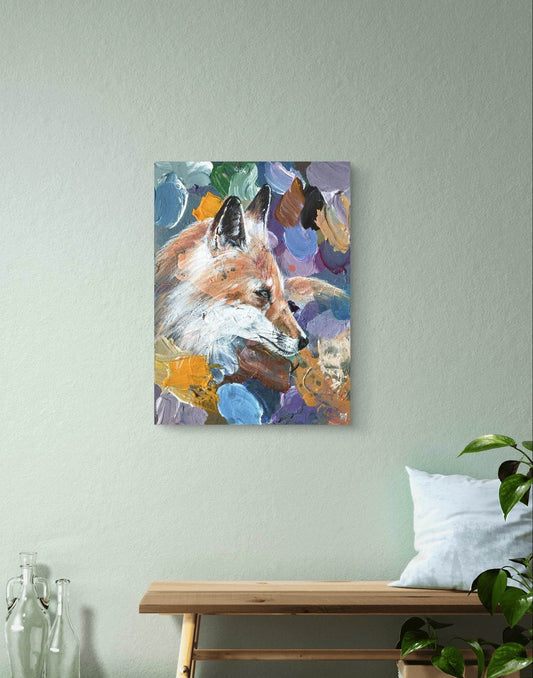 Gemälde Fuchs lila – handgemaltes Original Acrylbild (30 x 40 cm) - H1Z Art