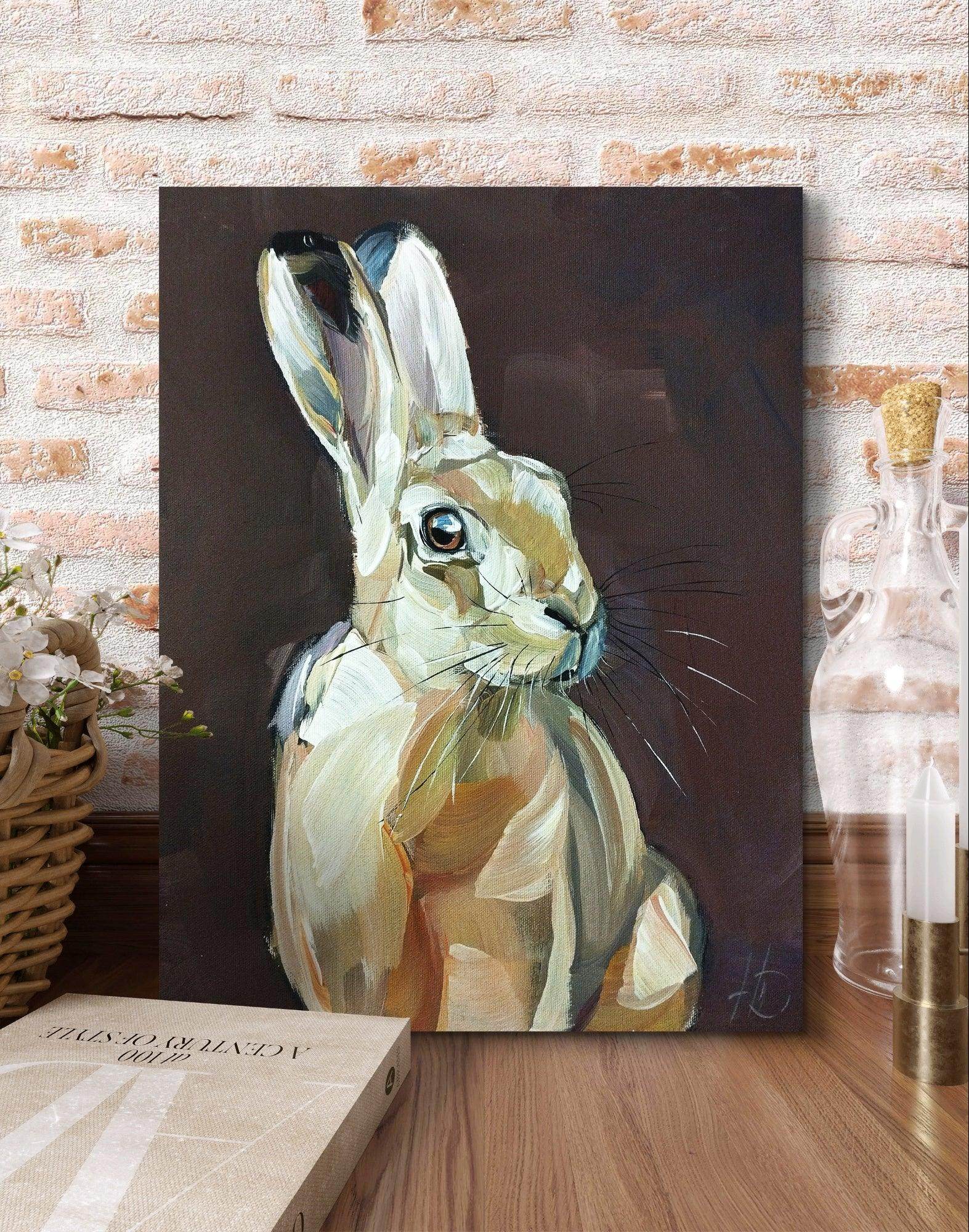 Heinz Acrylbild Wandbild braun Hase Acryl auf Leinwand (30 x 40 cm)