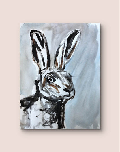 Heinz Acrylbild Aquarellbild Hasenporträt (30 × 40 cm)
