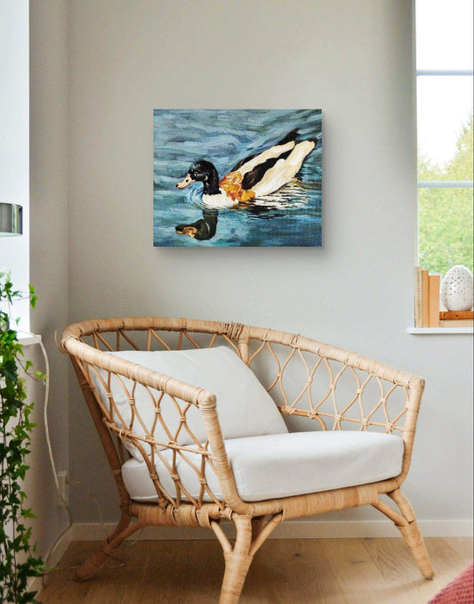 Expressiv-realistisches Gemälde Feuerente – handgemaltes Original Acrylbild (40 x 50 cm) auf Leinwand von H1Z ART in lebendiger Atmosphäre