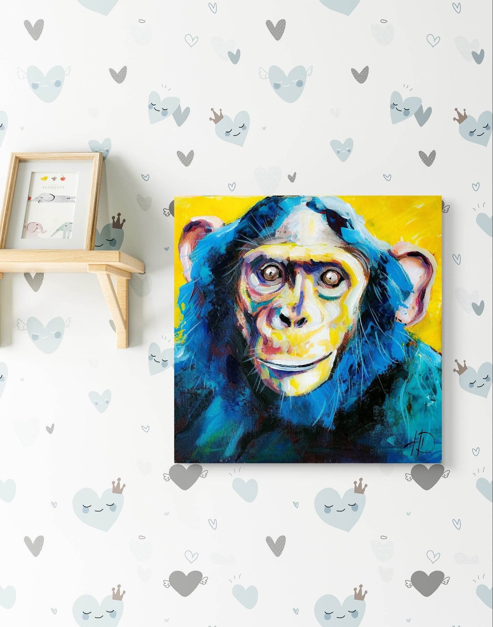 Heinz Acrylbild Wandbild kaputter Affe Acryl auf Leinwand (40 x 40 cm)
