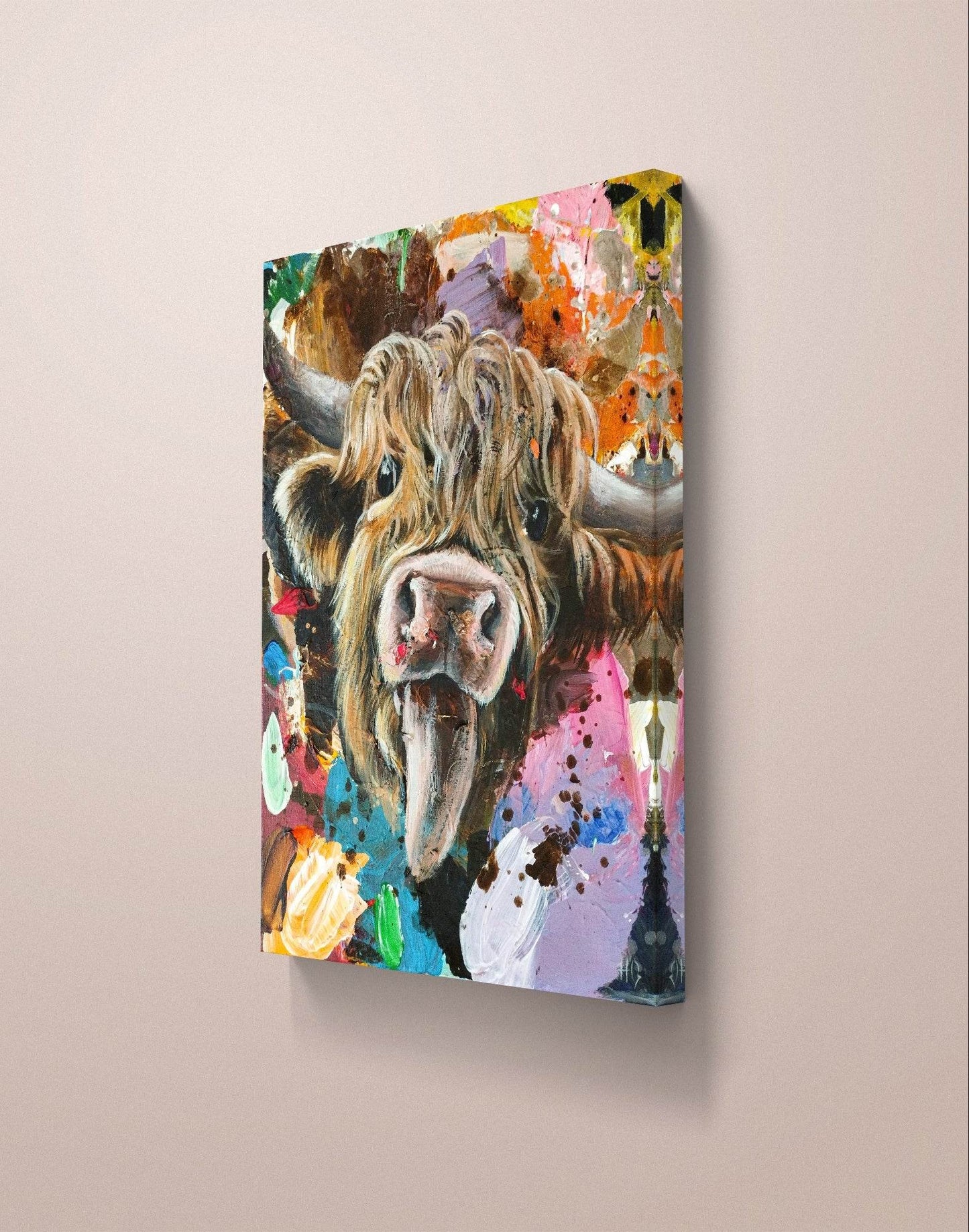 Heinz Acrylbild Wandbild Kuh Acryl auf Leinwand (30 x 40 cm)