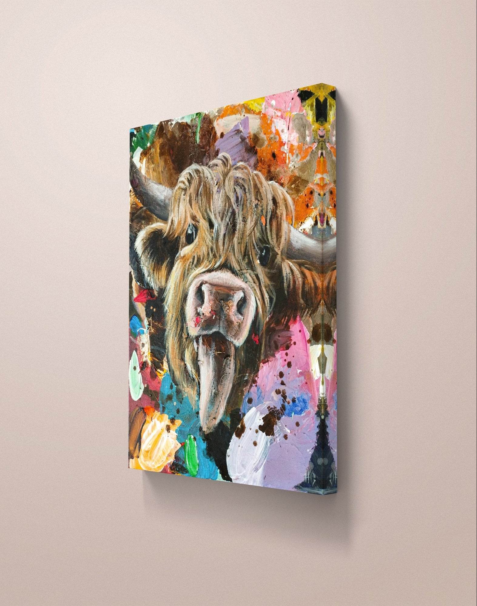 Heinz Acrylbild Wandbild Kuh Acryl auf Leinwand (30 x 40 cm)