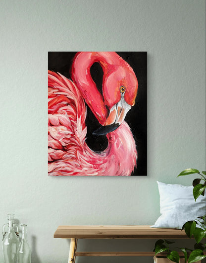 Gemälde Flamingo Silhouette – handgemaltes Original Acrylbild (40 x 50 cm)