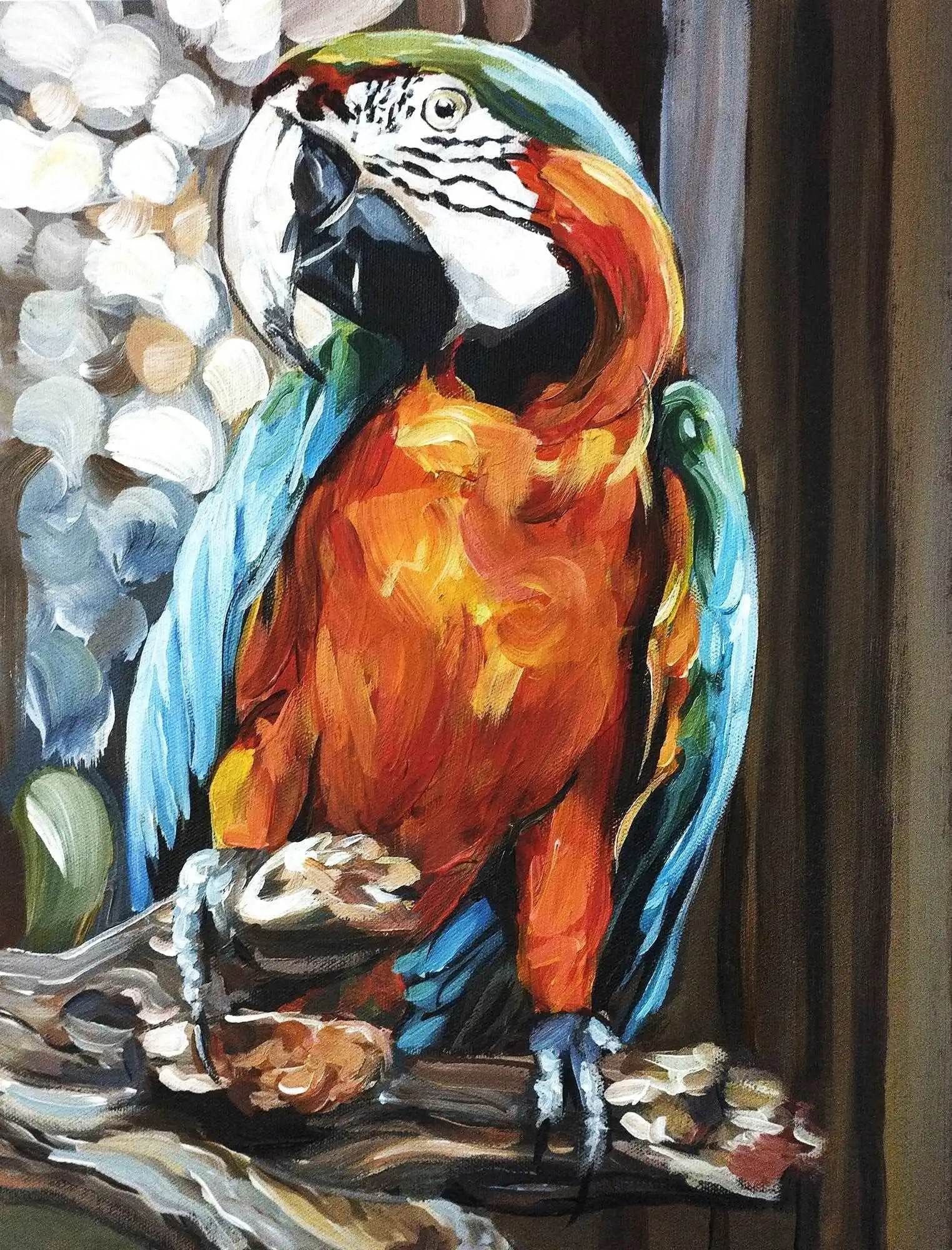 Heinz Acrylbild Wandbild Papagei Acryl auf Leinwand (30 x 40 cm)