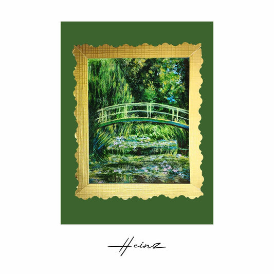 Heinz Acrylbild Handgemalte Grußkarte – "Japanische Brücke nach Claude Monet" (Aquarell, DIN A6)