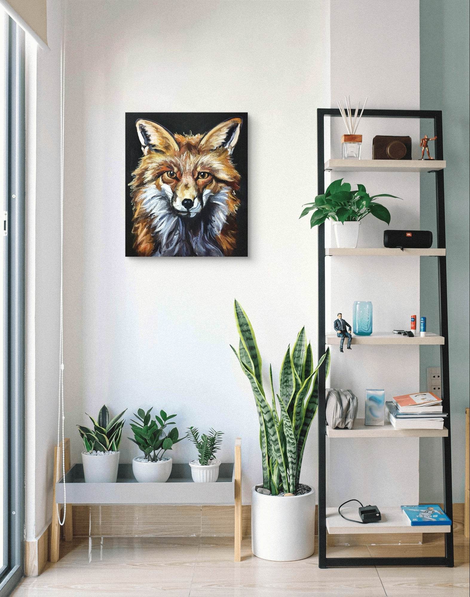 Heinz Acrylbild Wandbild Fuchs Porträt Acryl auf Leinwand (50 x 60 cm)