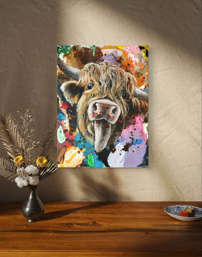 Heinz Acrylbild Wandbild Kuh Acryl auf Leinwand (30 x 40 cm)