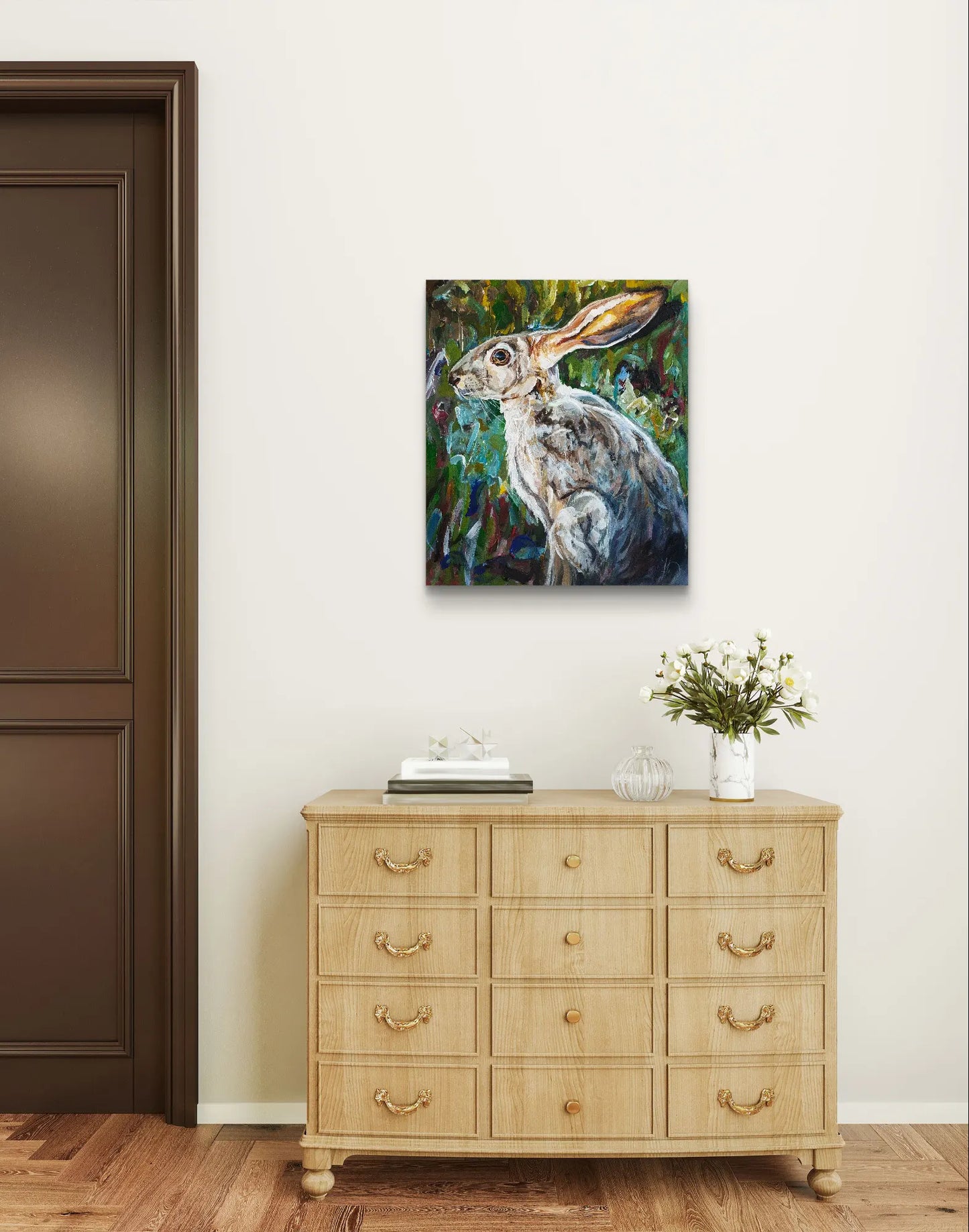 Gemälde Waldhase – handgemaltes Original Acrylbild (43 x 50 cm)