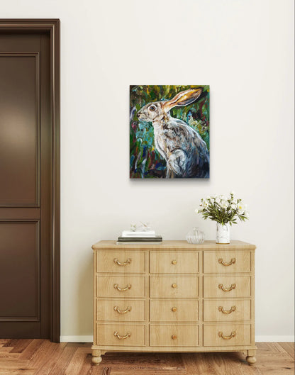 Gemälde Waldhase – handgemaltes Original Acrylbild (43 x 50 cm)