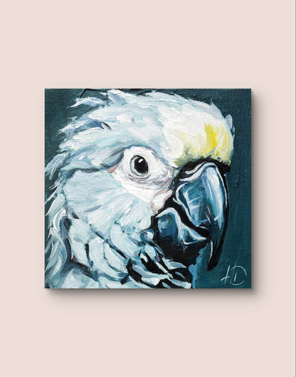 Heinz Acrylbild Wandbild Graupapagei Acryl auf Leinwand (20 x 20 cm)