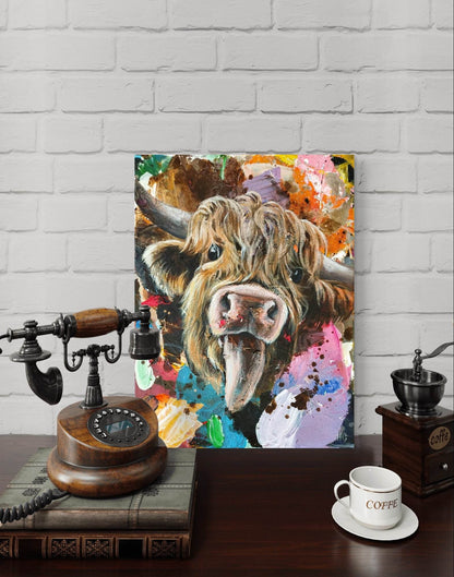 Heinz Acrylbild Wandbild Kuh Acryl auf Leinwand (30 x 40 cm)