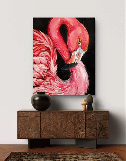 Gemälde Flamingo Silhouette – handgemaltes Original Acrylbild (40 x 50 cm)
