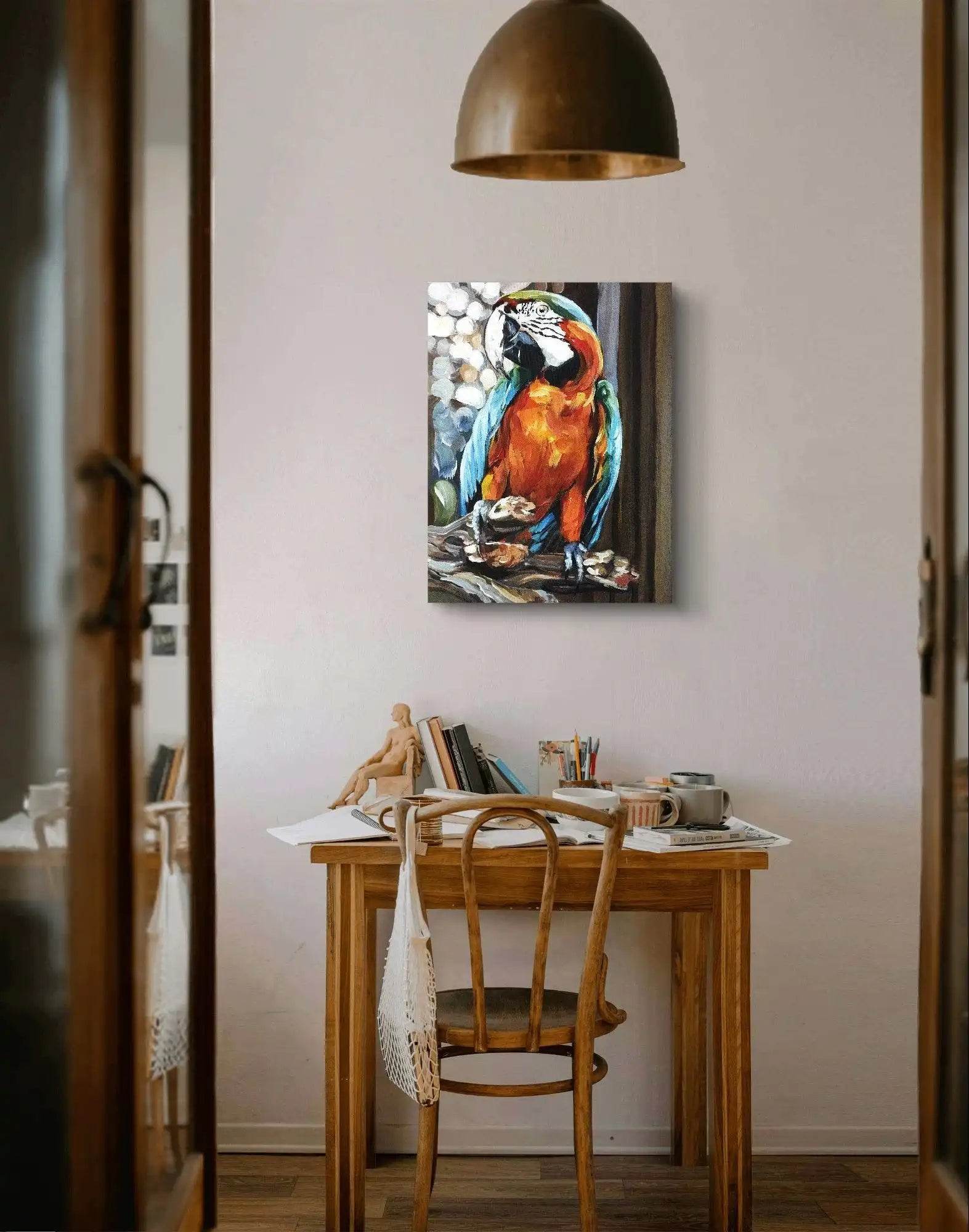 Heinz Acrylbild Wandbild Papagei Acryl auf Leinwand (30 x 40 cm)