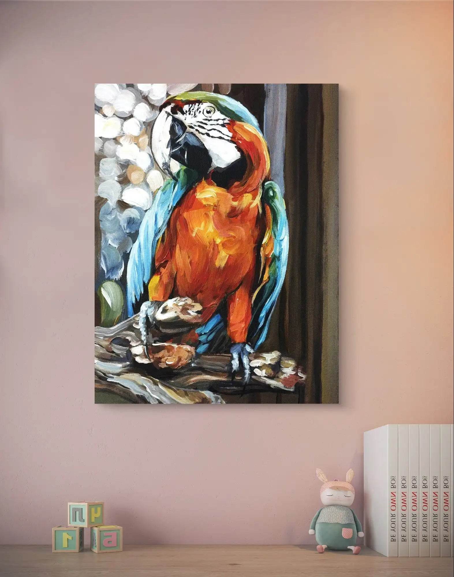 Heinz Acrylbild Wandbild Papagei Acryl auf Leinwand (30 x 40 cm)