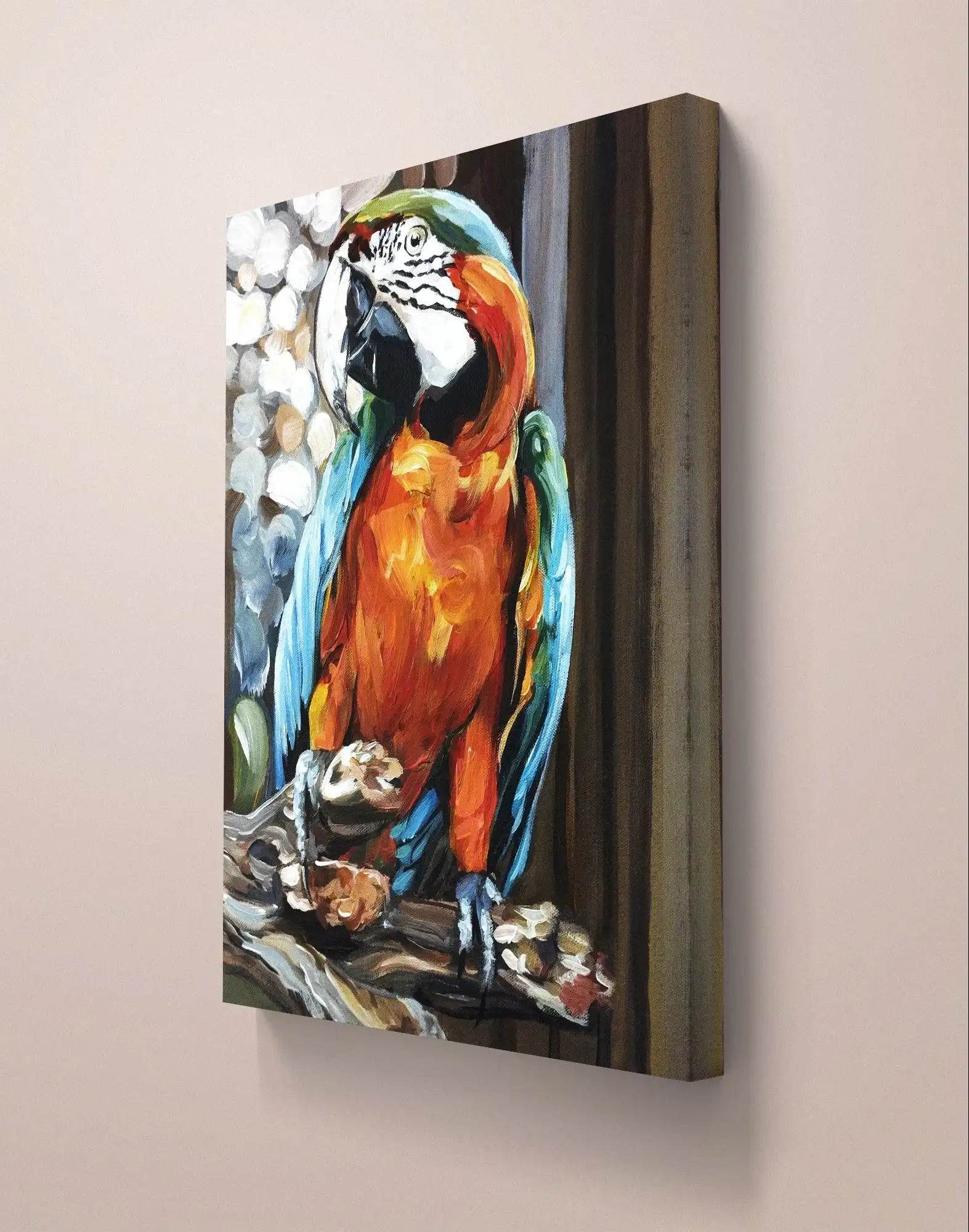 Heinz Acrylbild Wandbild Papagei Acryl auf Leinwand (30 x 40 cm)