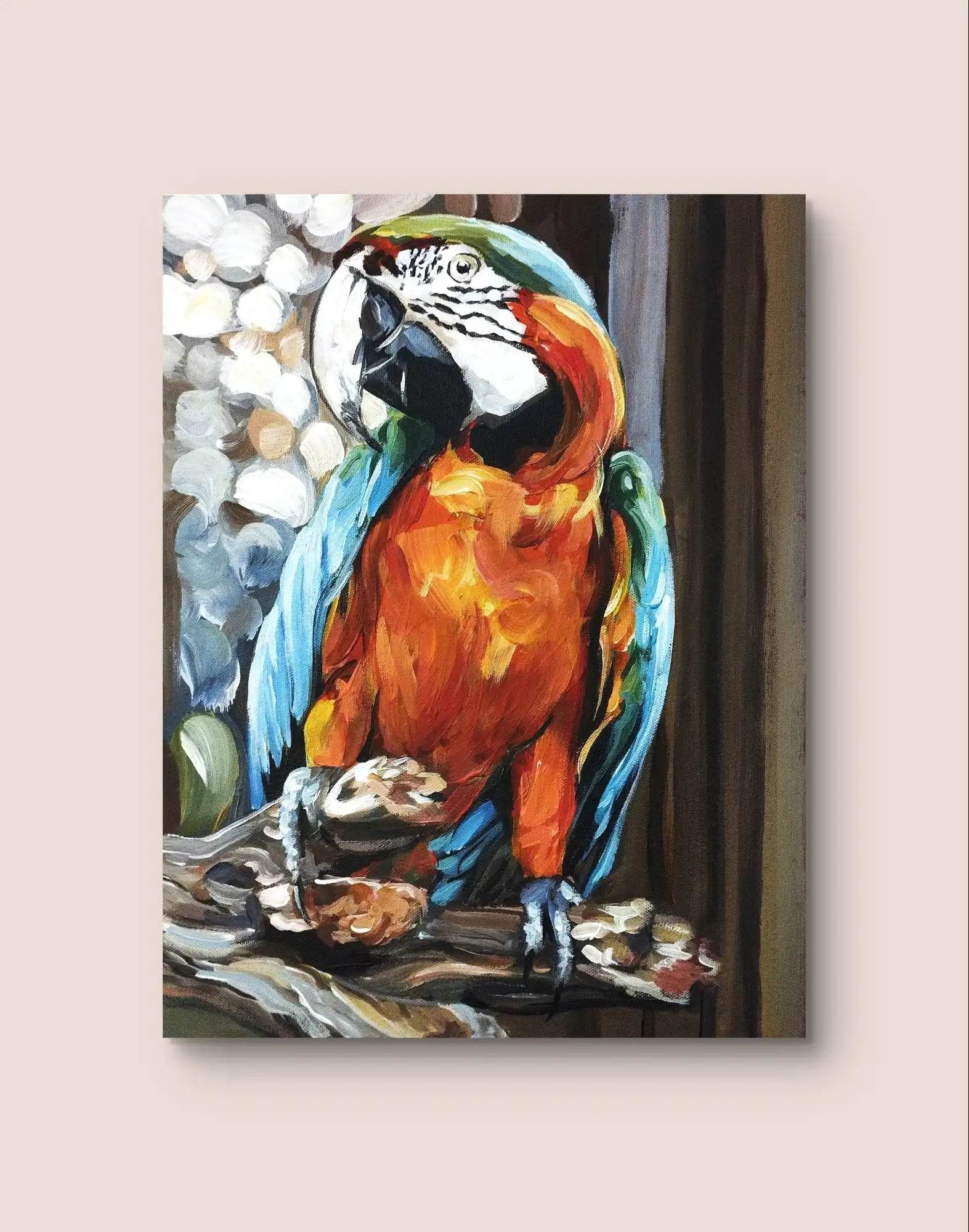 Heinz Acrylbild Wandbild Papagei Acryl auf Leinwand (30 x 40 cm)