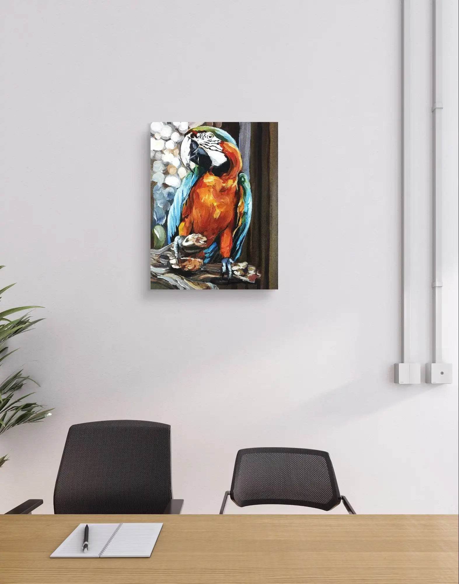 Heinz Acrylbild Wandbild Papagei Acryl auf Leinwand (30 x 40 cm)