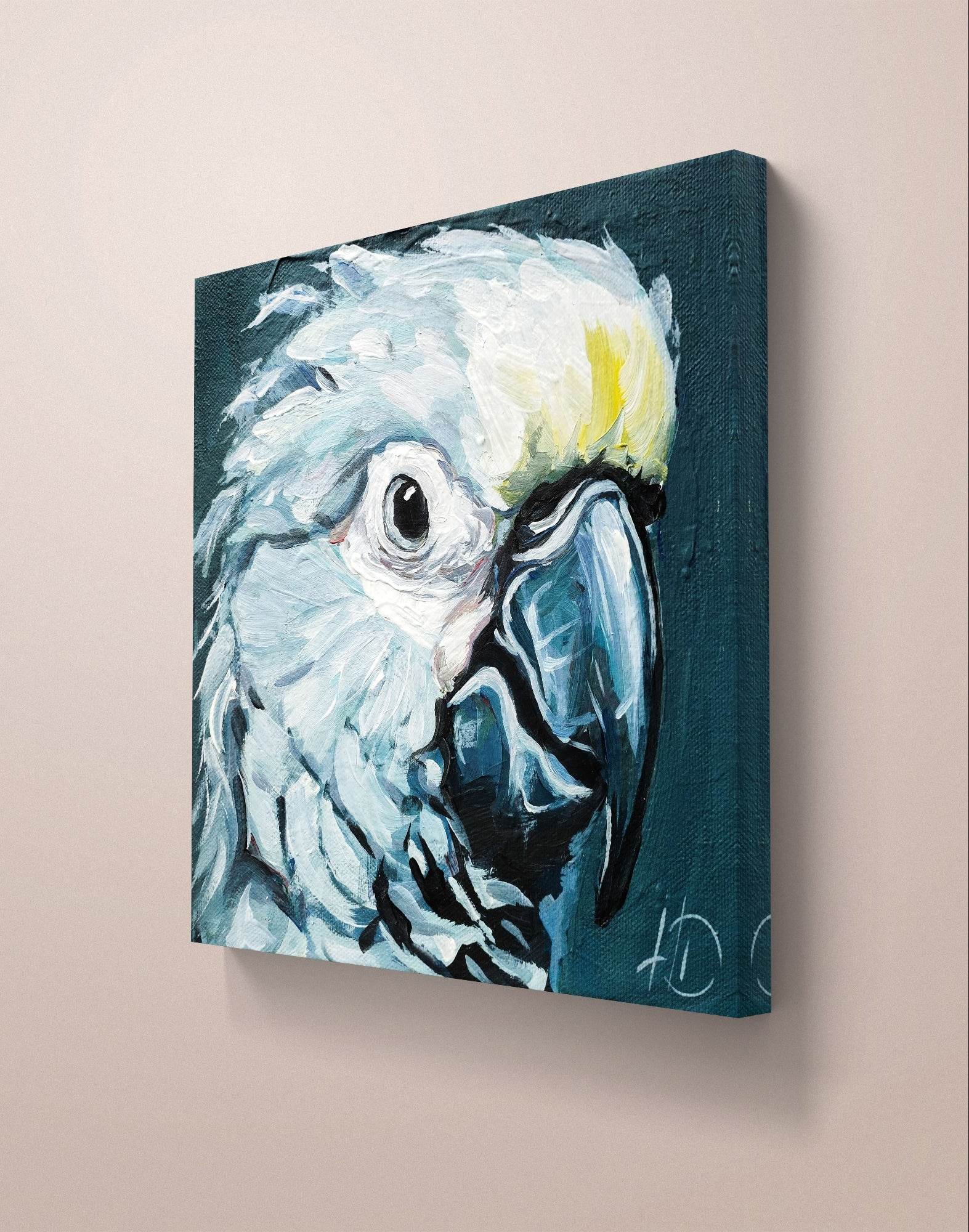 Heinz Acrylbild Wandbild Graupapagei Acryl auf Leinwand (20 x 20 cm)