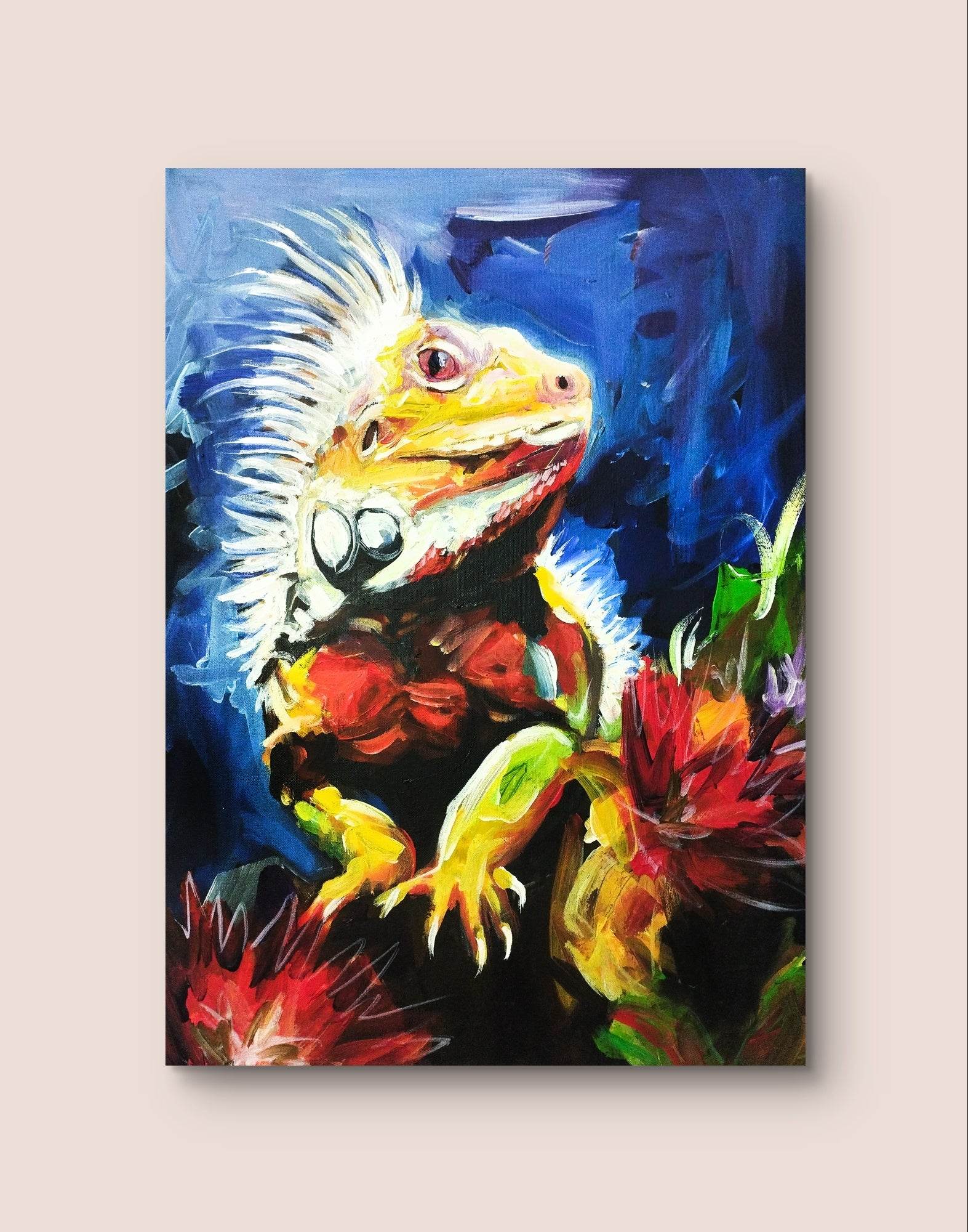 Heinz Acrylbild Wandbild Leguan Acryl auf Leinwand (50 x 70 cm)