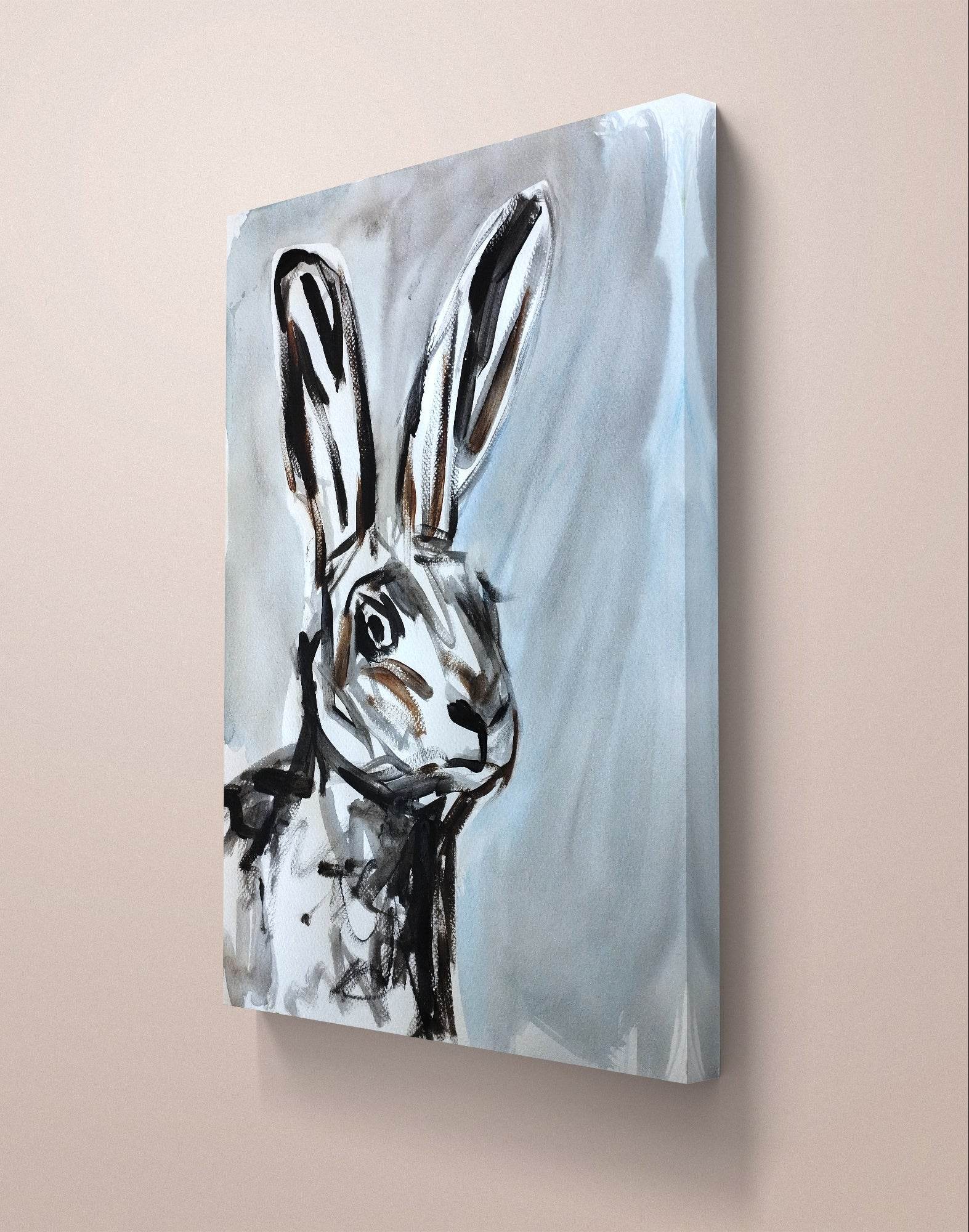 Heinz Acrylbild Aquarellbild Hasenporträt (30 × 40 cm)