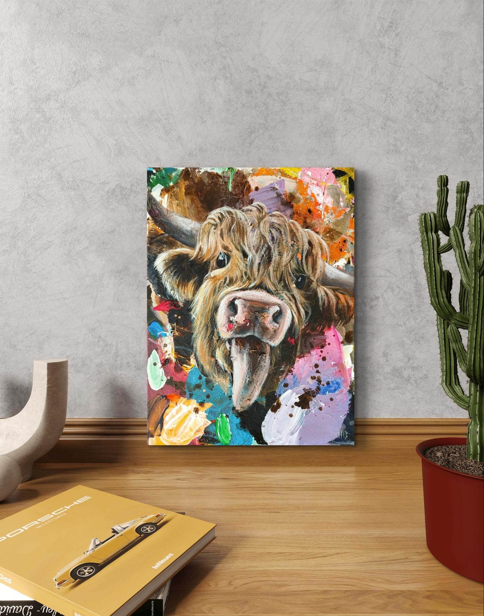 Heinz Acrylbild Wandbild Kuh Acryl auf Leinwand (30 x 40 cm)