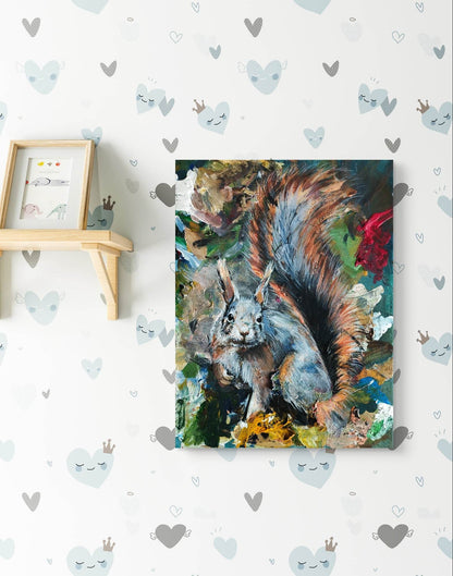 Heinz Acrylbild Wandbild Eichhörnchen Acryl auf Leinwand (30 x 40 cm)