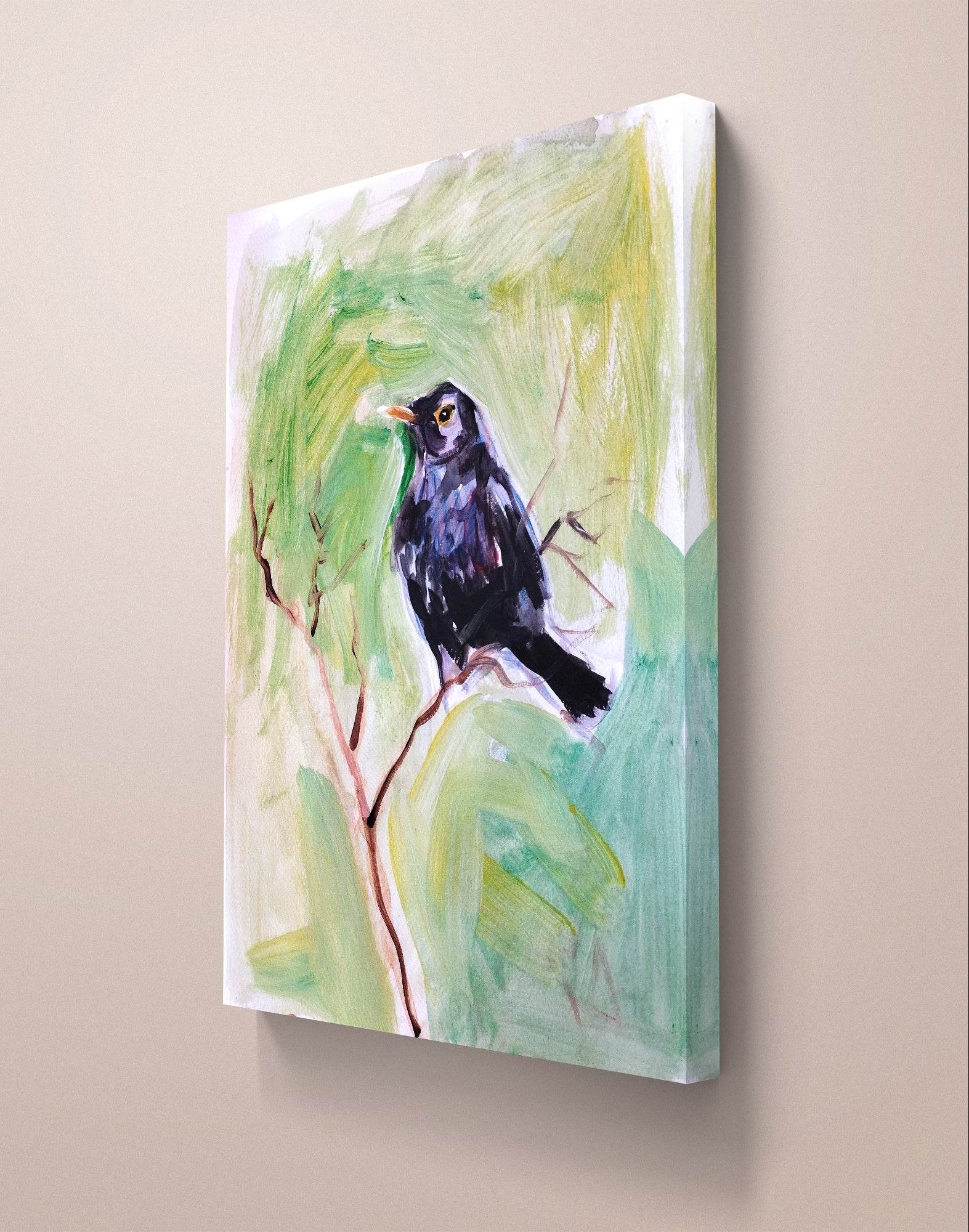 Heinz Acrylbild Aquarellbild Amsel (30 × 40 cm)