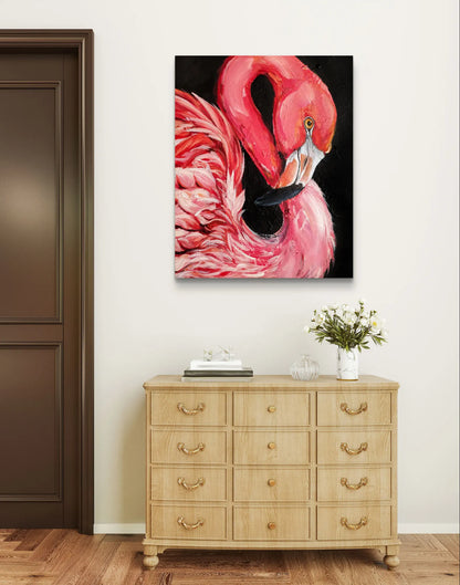 Gemälde Flamingo Silhouette – handgemaltes Original Acrylbild (40 x 50 cm)