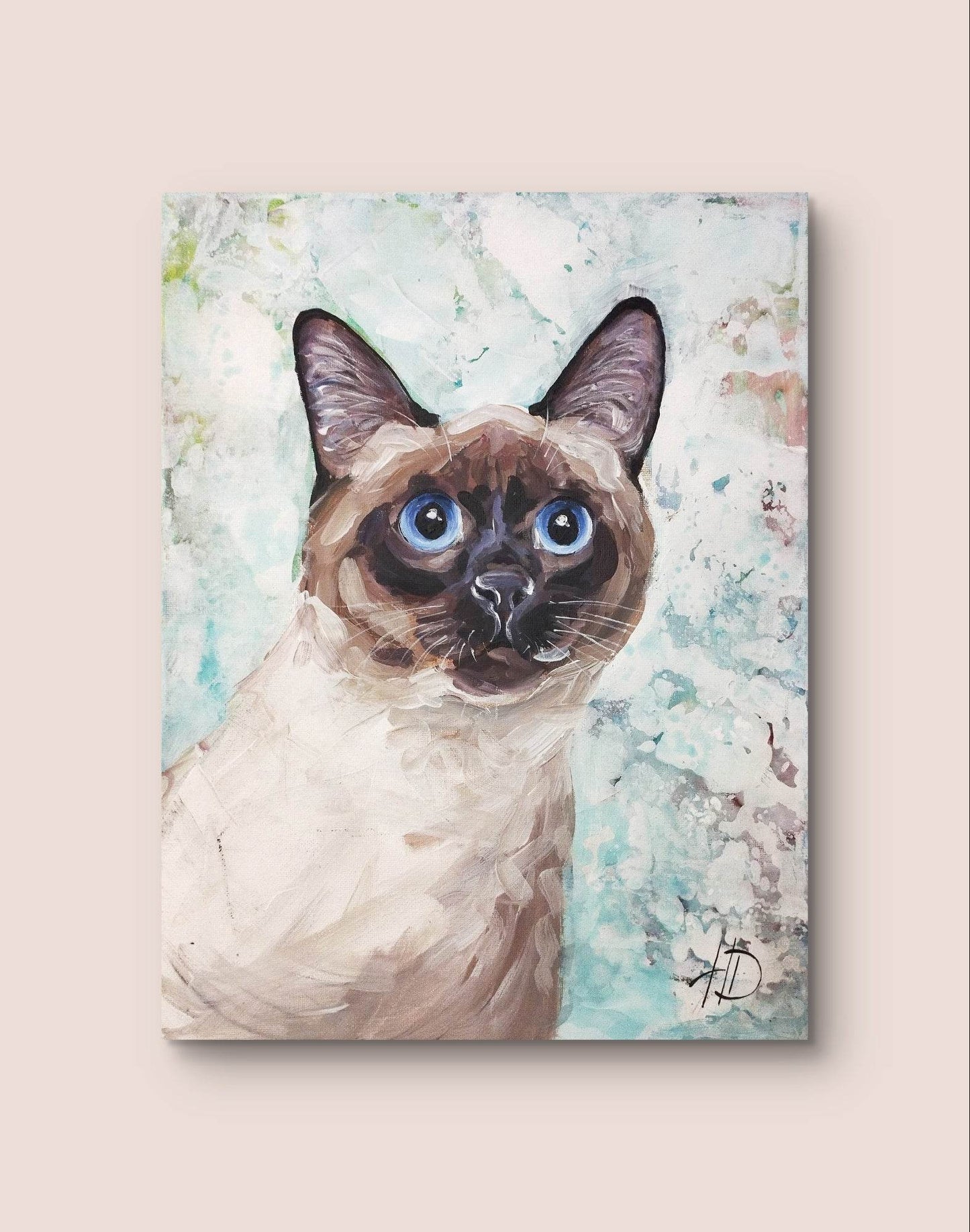 Heinz Acrylbild Wandbild Siamkatze Acryl auf Leinwand (30 x 40 cm)