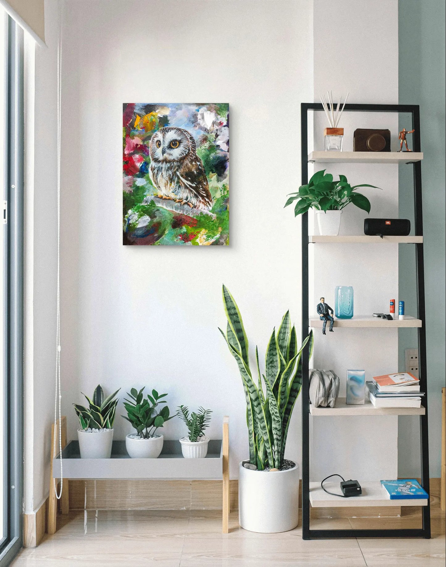 Gemälde kleine Eule – handgemaltes Original Acrylbild (30 x 40 cm)