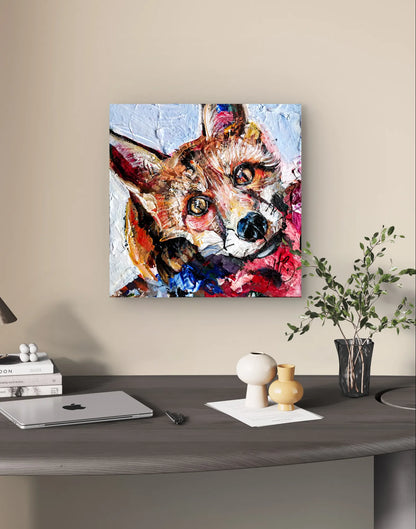 H1Z ART Acrylbild Gemälde Der Fuchs im Schatten – handgemaltes Original Acrylbild (20 x 20 cm)