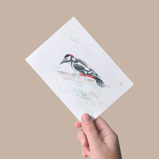 Postkarte „Specht“ – Handgemalt