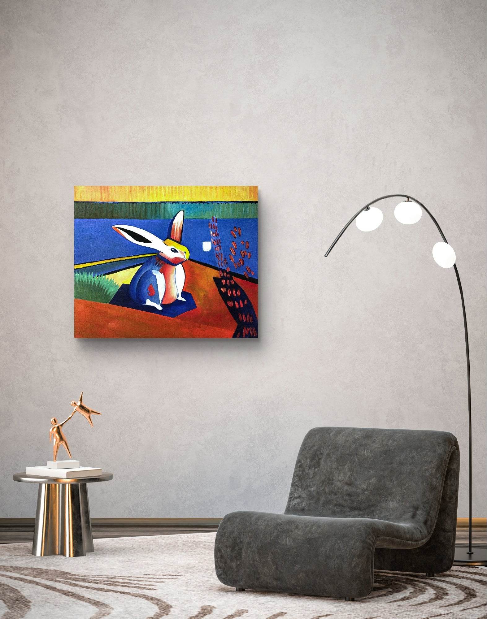 Heinz Acrylbild Wandbild abstrakt Kaninchen Acryl auf Leinwand (50 x 60 cm)