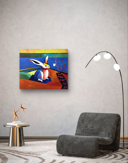 Heinz Acrylbild Wandbild abstrakt Kaninchen Acryl auf Leinwand (50 x 60 cm)