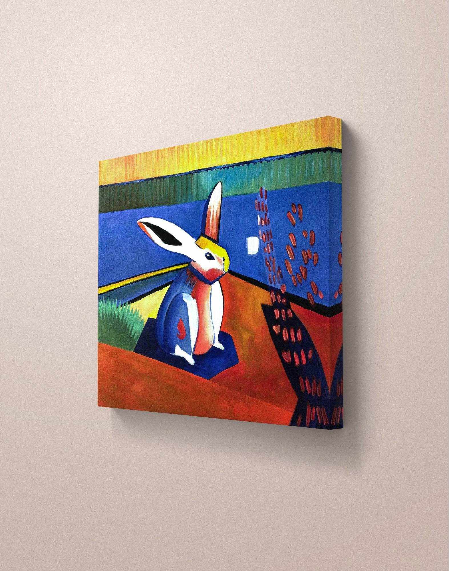 Heinz Acrylbild Wandbild abstrakt Kaninchen Acryl auf Leinwand (50 x 60 cm)