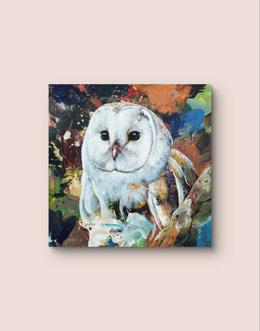 Heinz Acrylbild Wandbild Schleiereule Acryl auf Leinwand (50 x 50 cm)