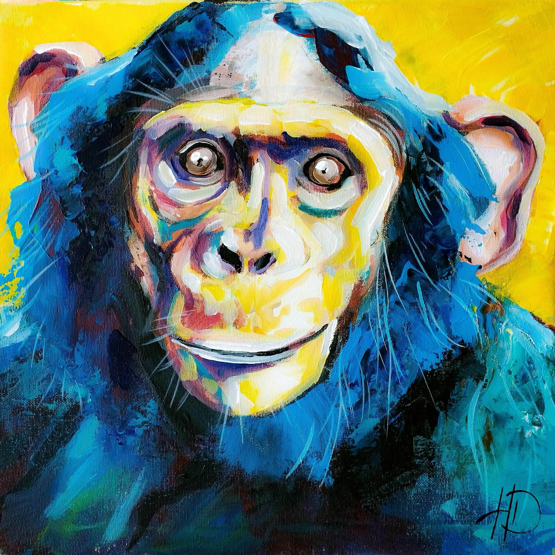 Heinz Acrylbild Wandbild kaputter Affe Acryl auf Leinwand (40 x 40 cm)