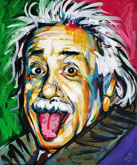 Gemälde lustiger Einstein Original Acrylbild (50 x 60 cm)