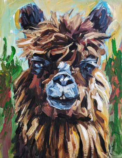 Gemälde Alpaka – handgemaltes Original Acrylbild (30 x 40 cm)