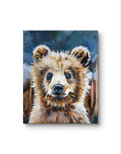 H1Z ART Acrylbild Gemälde Der Bär im Licht – handgemaltes Original Acrylbild (40 x 50 cm)