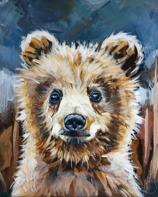 H1Z ART Acrylbild Gemälde Der Bär im Licht – handgemaltes Original Acrylbild (40 x 50 cm)