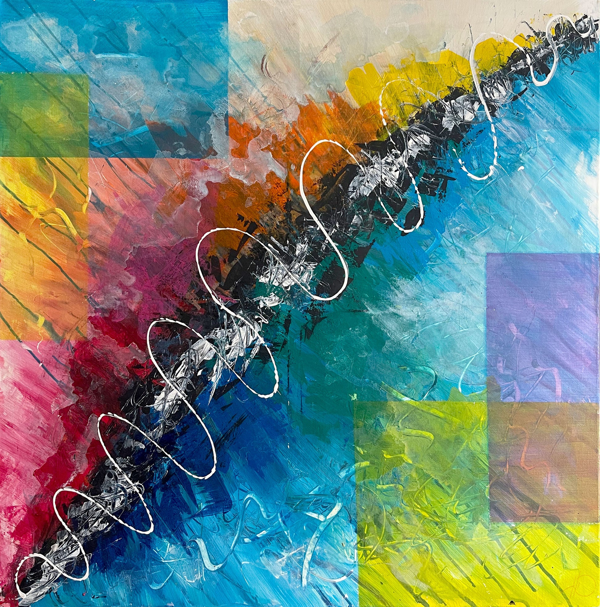 Original Acrylgemälde Abstrakt „Rhythmus der Musik“ auf Leinwand 
handgemalte Tierkunst von Heinz Atelier.