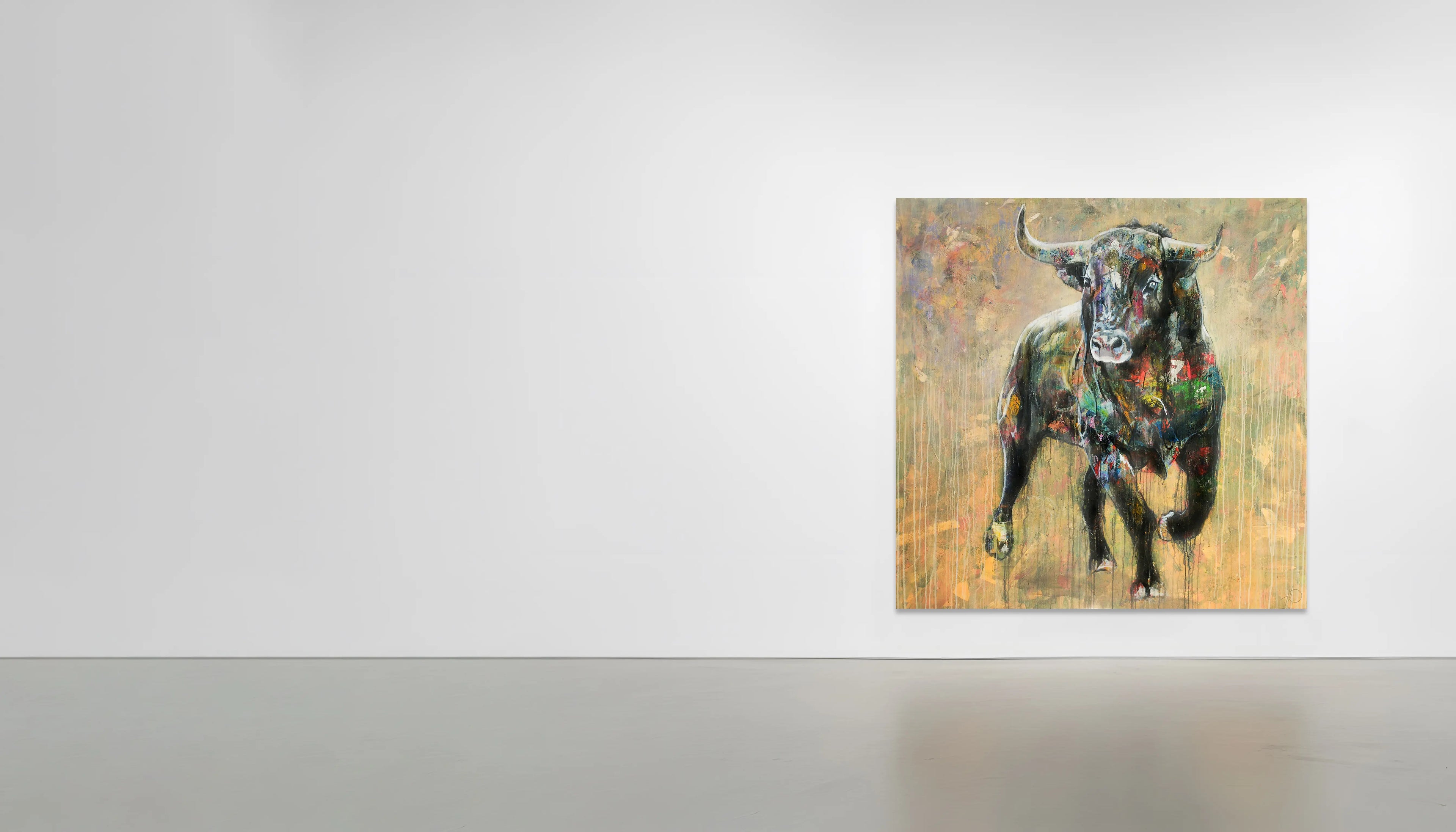 Stier Gemälde – handgemaltes Original Acrylbild aus dem Atelier, großformatiges Tiergemälde als Kunstwerk