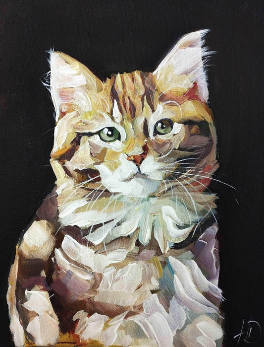 Gemälde orange Katze – handgemaltes Original Acrylbild (30 x 40 cm)